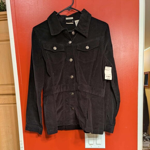 J.C. Penny St. Johns Bay Black 7 Button Up Corduroy Womens M Jacket - NWT - Picture 1 of 13